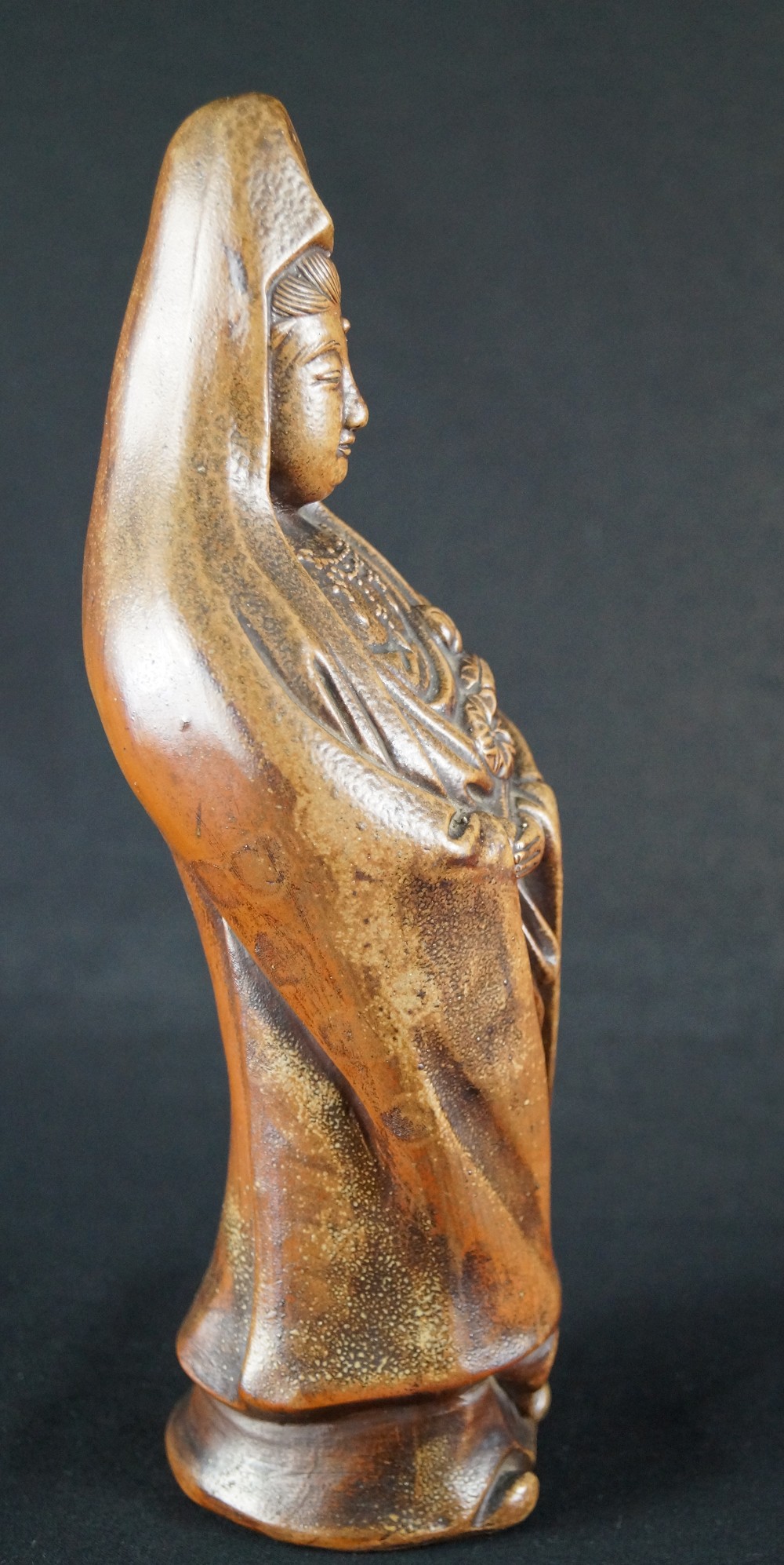 Kannon Figure Bizen Ware Side View 2