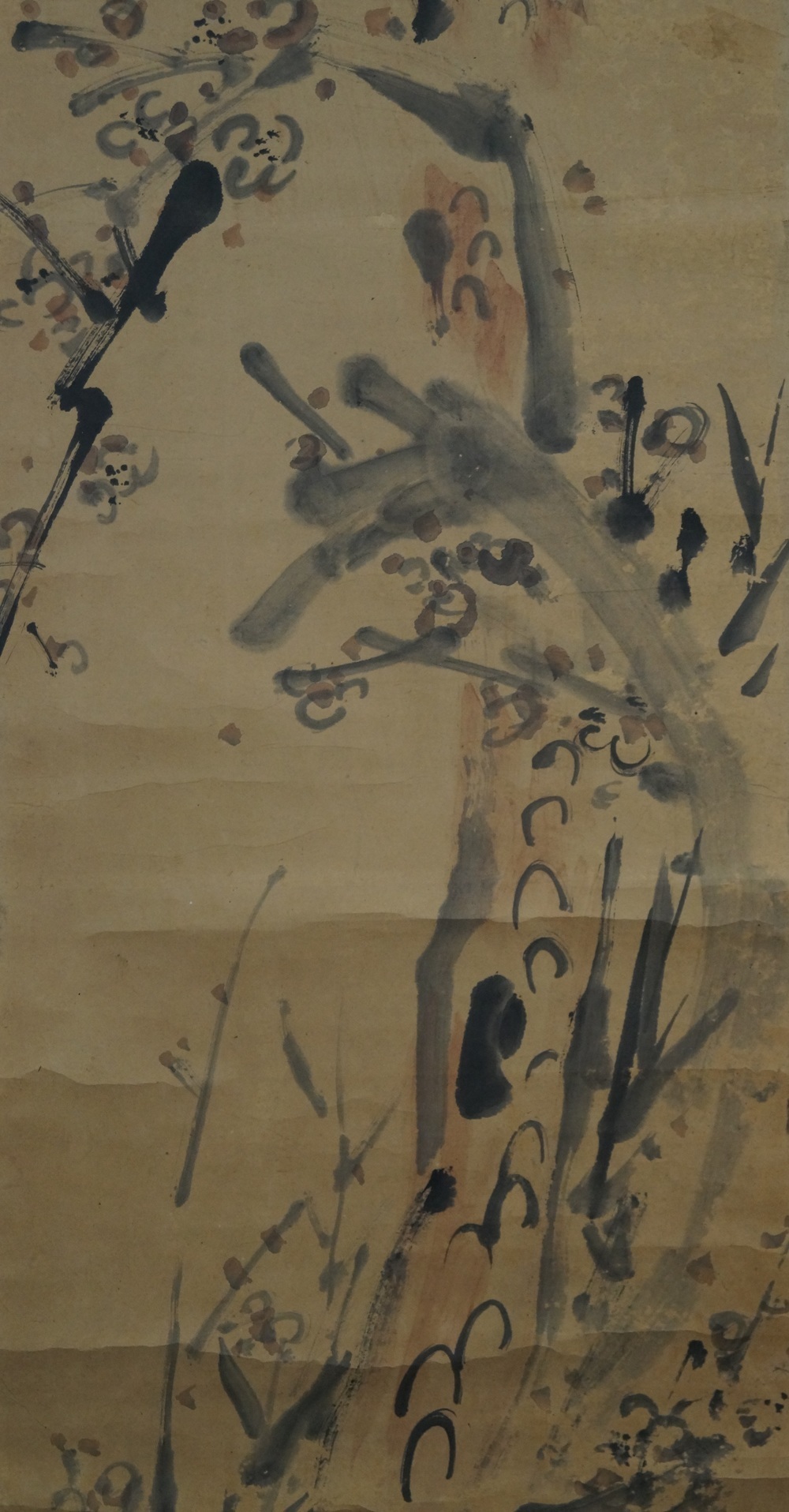 The Pine and the Gnarled Plum Tree Plum Tree Motif Close-Up