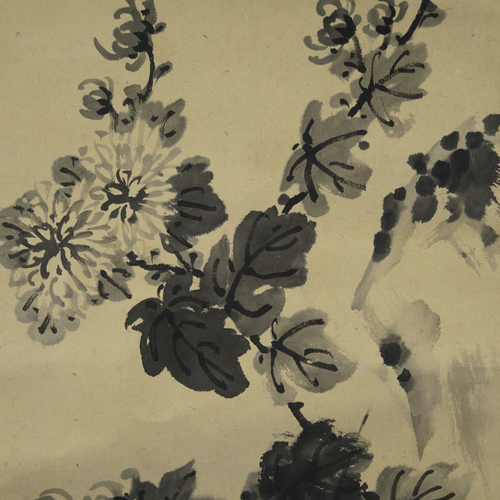 Chrysanthemums Hanging Scroll Motif Close-Up Preview