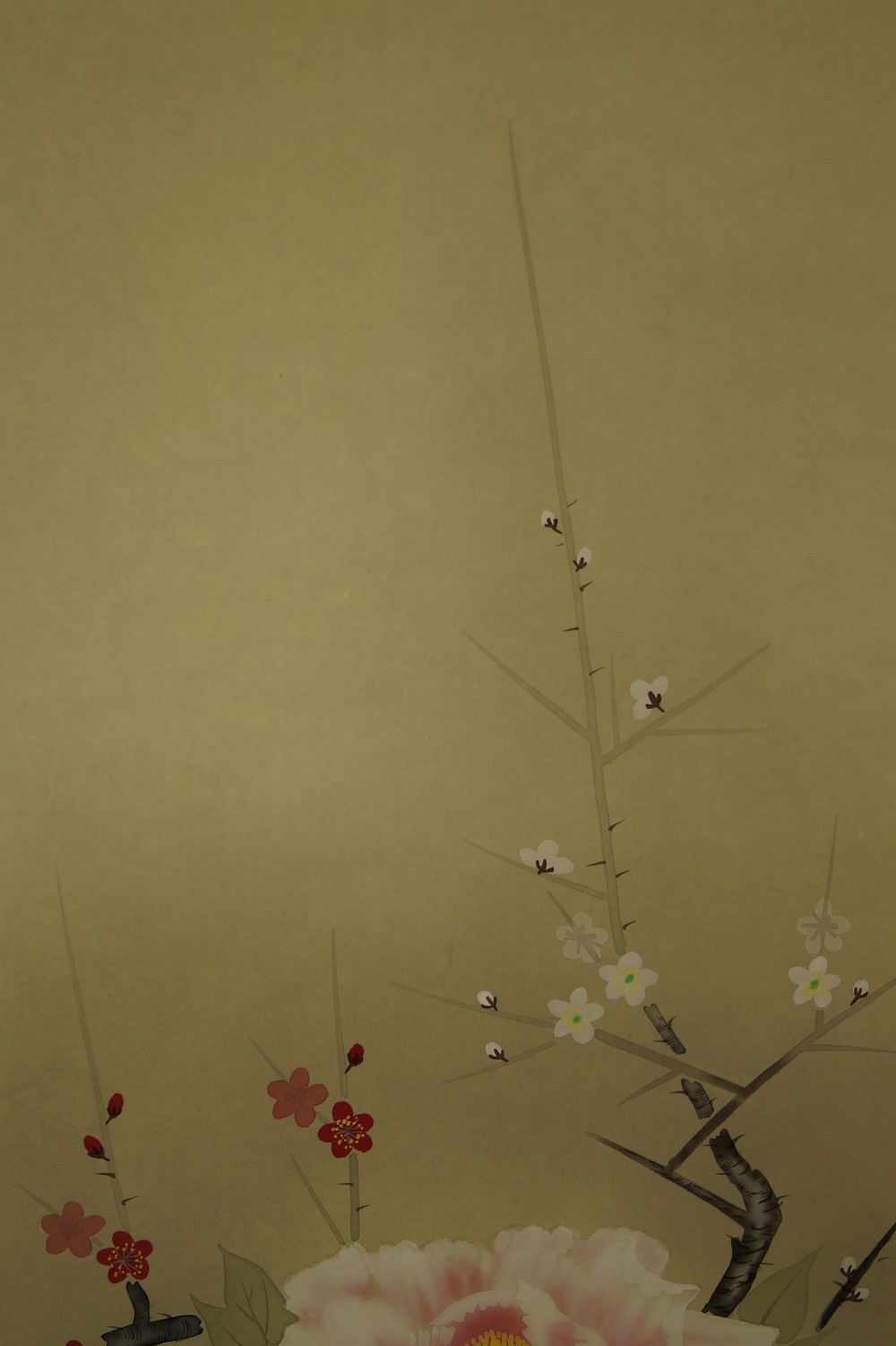 Peony Kakemono Plum Blossom Motif Close-Up 1