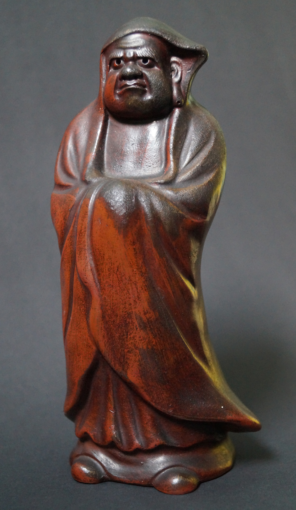 Bodhidharma Daruma Figure Made of Bizen Ware Front View