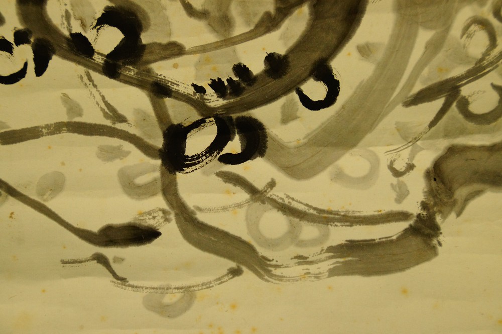 Close-Up of the Intertwined Branches with Round Plum Blossom Buds