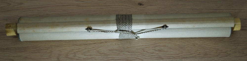 Zwei Kraniche Rollbild Kakemono zusammengerollt