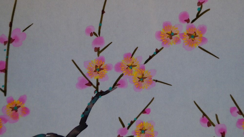 Close-Up of the Pink Plum Blossoms on the Branch in the Hanging Scroll Harbingers of Spring by Koizumi Kogetsu