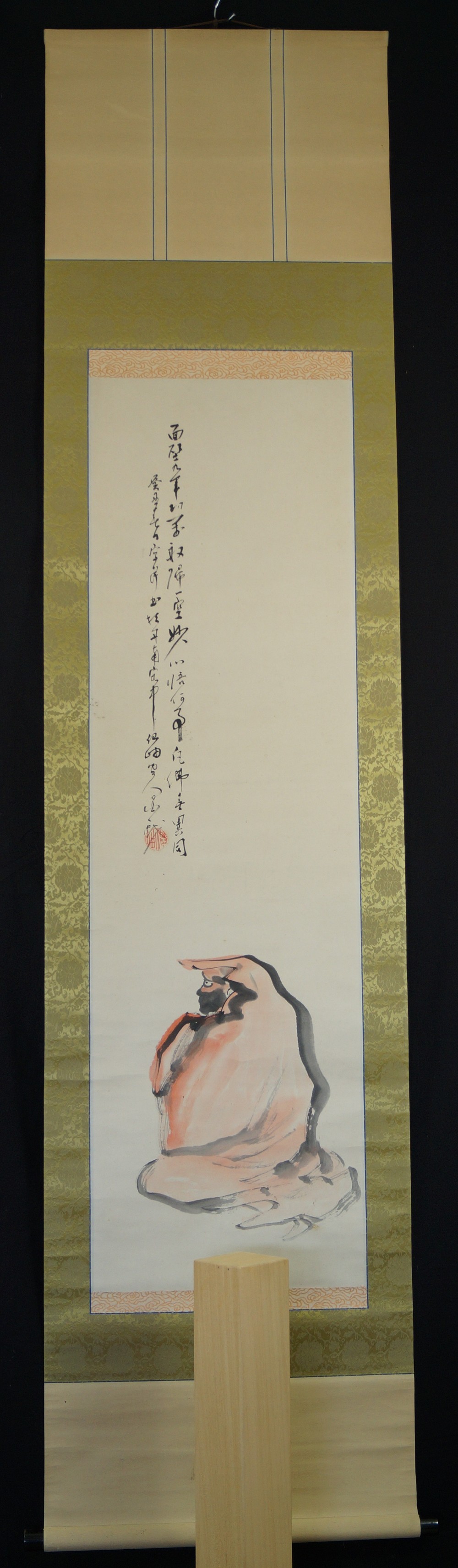 Japanese Hanging Scroll Bodhidharma Daruma Full View