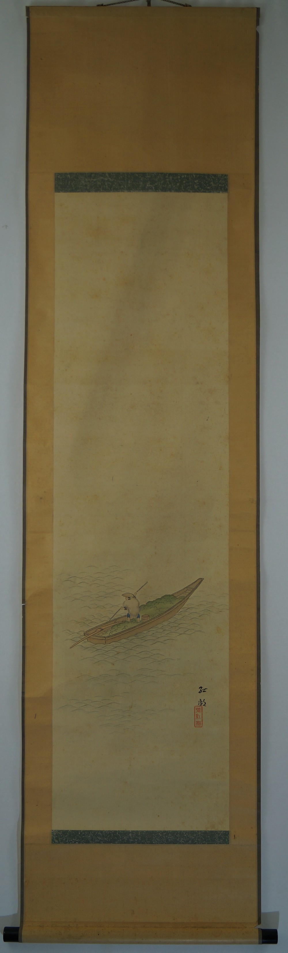Hanging scroll fishing boat full view of the hanging scroll