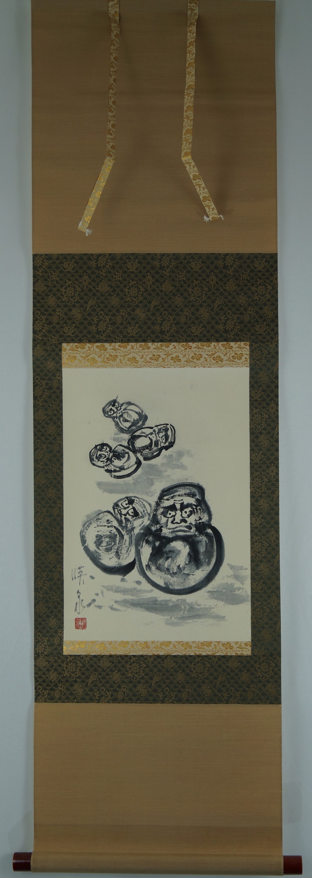Bodhidharma Daruma Hanging Scroll Full View Hanging Scroll