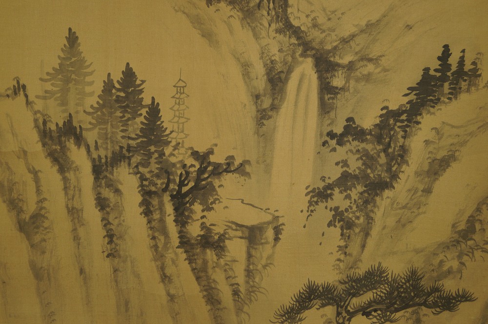Landschaft Rollbild Kakejiku Kakemono Landschaft Nahaufnahme 2