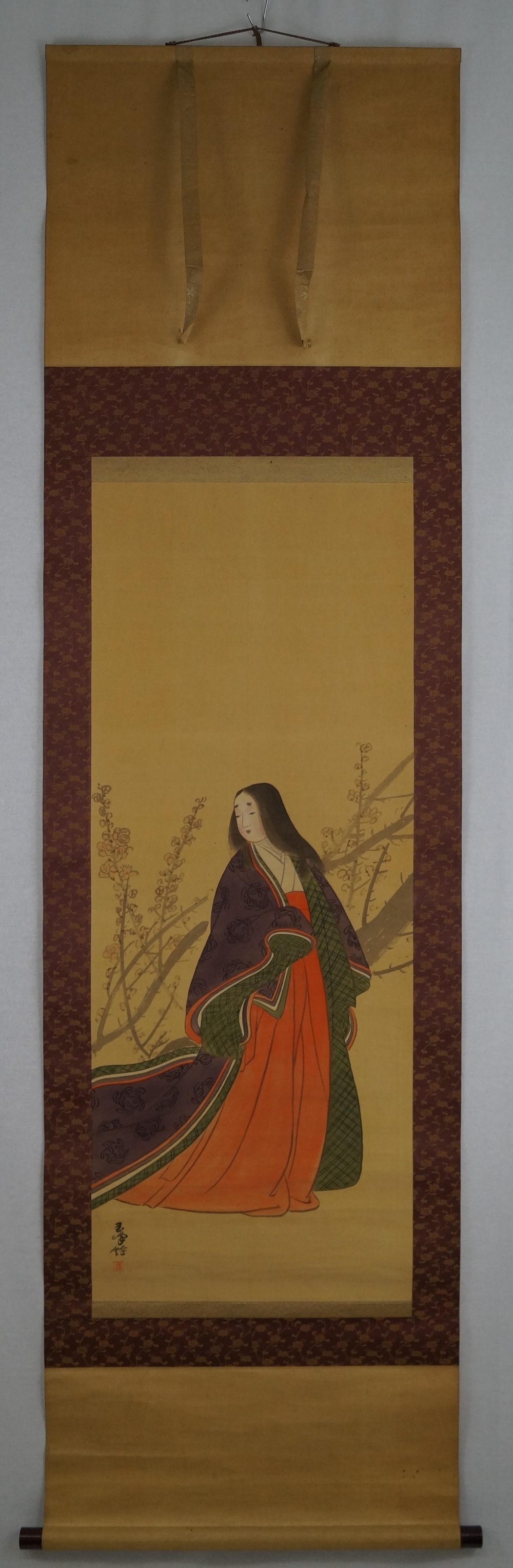 Beauty in Kimono Hanging Scroll Full View