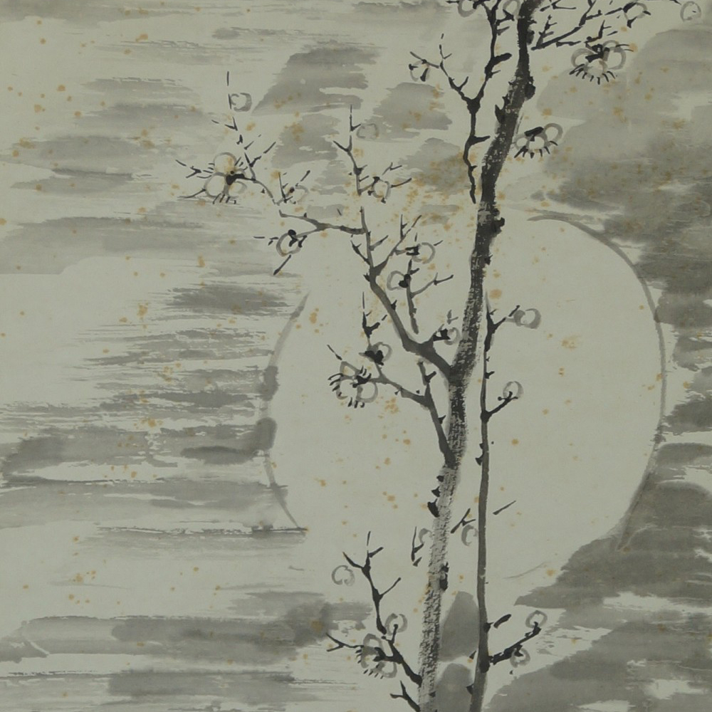 Plum Tree in Moonlight Hanging Scroll Kakejiku Kakemono Motif Close-up Preview