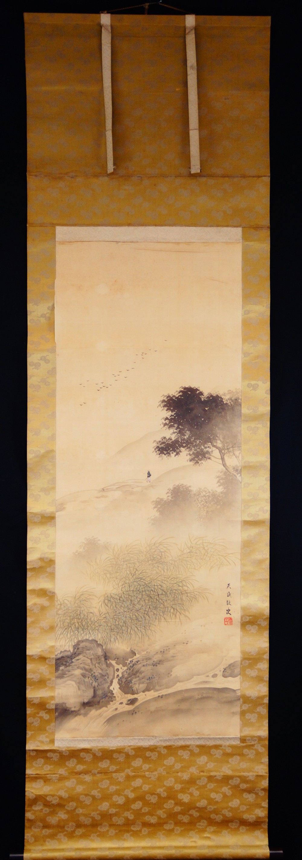 Fernweh im Nebeltal Kakemono von Shimizu Tenmin Gesamtansicht Rollbild