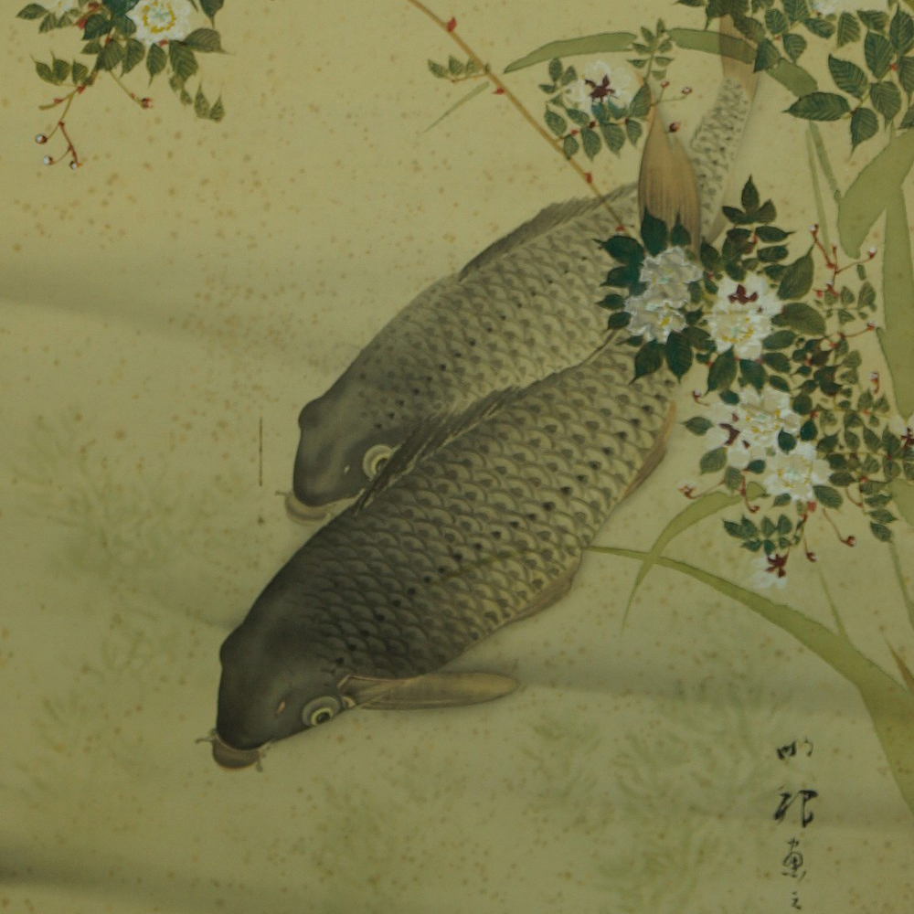 Two koi in water motif close-up preview
