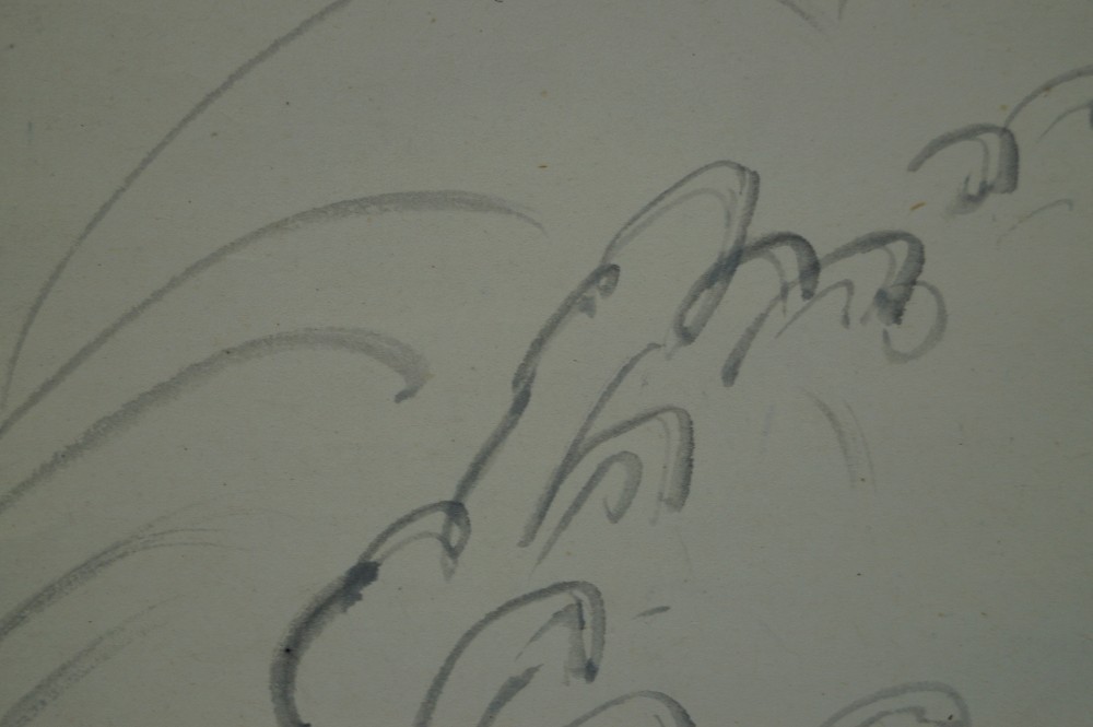 Hanging Scroll Leaping Koi Wave Motif Close-Up