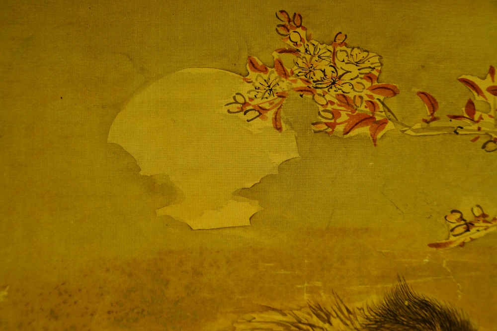 Nocturnal Robber Hanging Scroll Moon Motif Close-Up