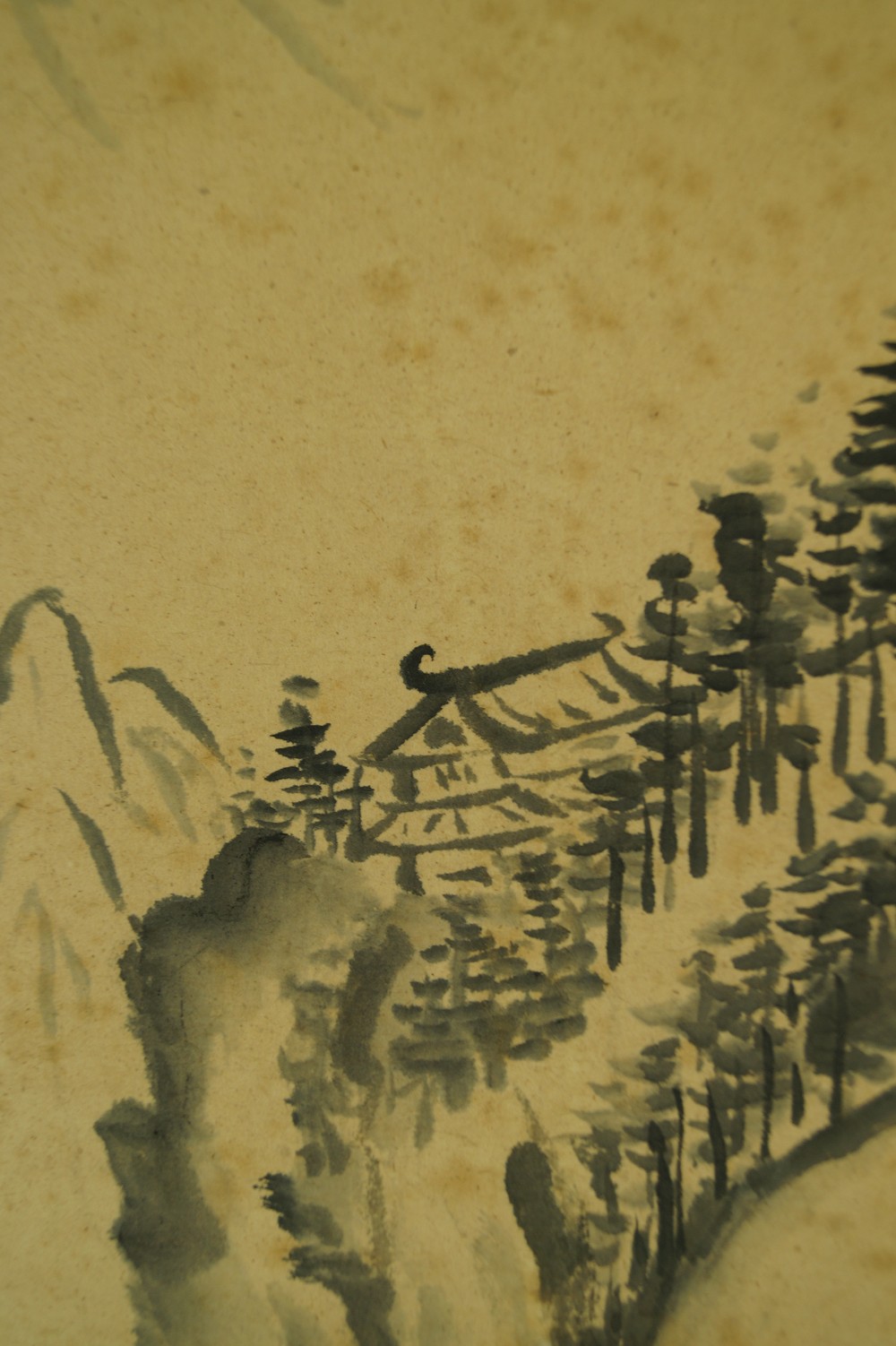 Landschaft Rollbild Kakejiku Kakemono Pinselfuehrung Nahaufnahme 2
