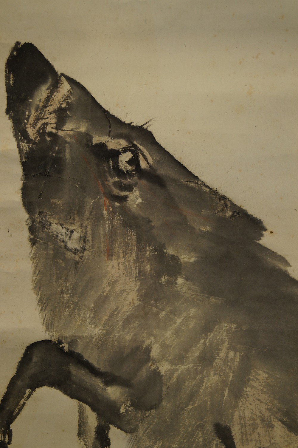 Head of the wild boar in ink painting style motif close-up 1