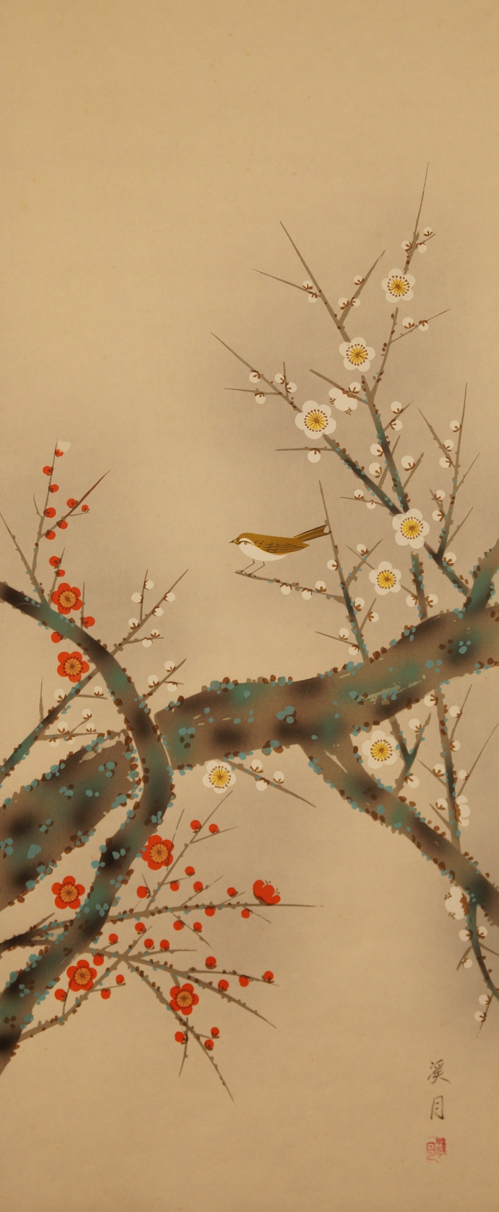 Nightingale on sakura branch full motif without mounting