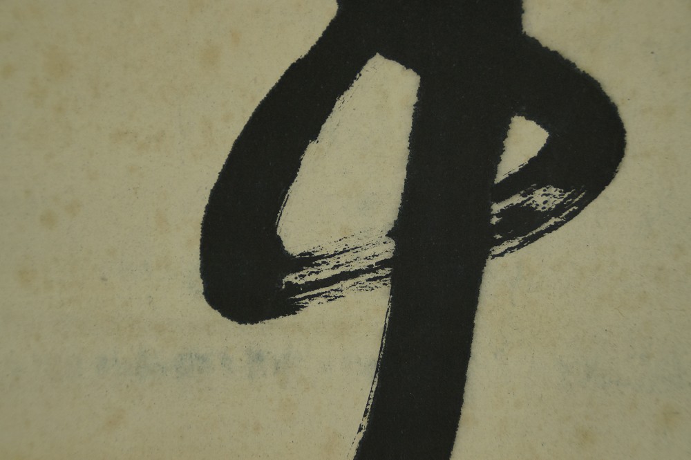 Close-up of a single brushstroke with clearly visible ink texture