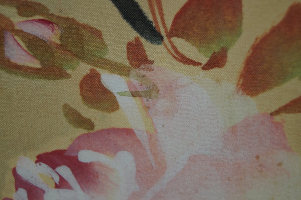 Birds and Flowers Hanging Scroll Roses Motif Close-Up 4