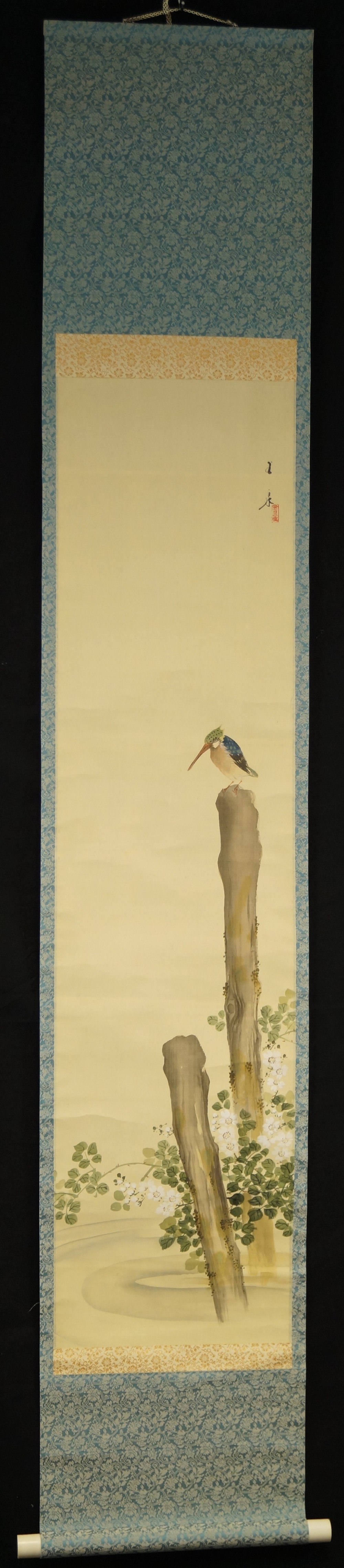 Kingfisher by Kinsen full view hanging scroll