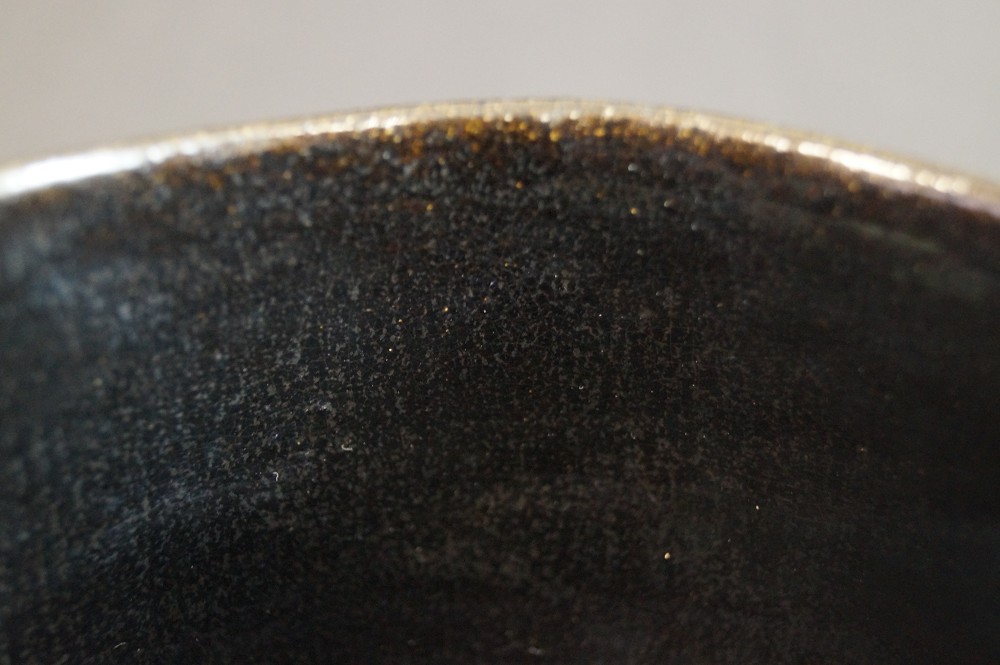 Raku ware chawan by Kentaro Furumaru interior view close-up