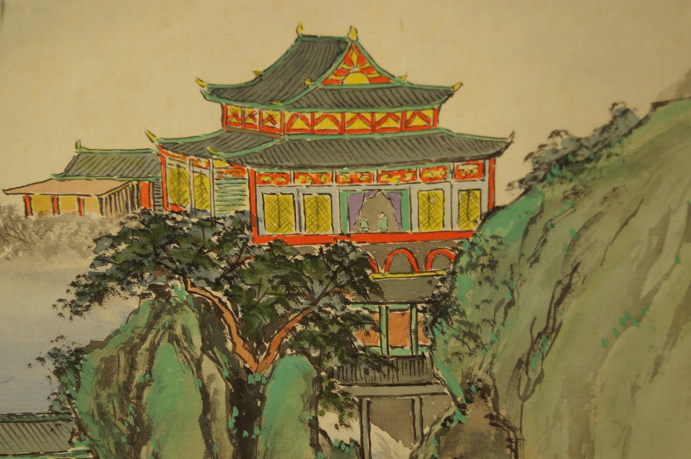 Landschafts Kakemono Palast Motiv Nahaufnahme 1