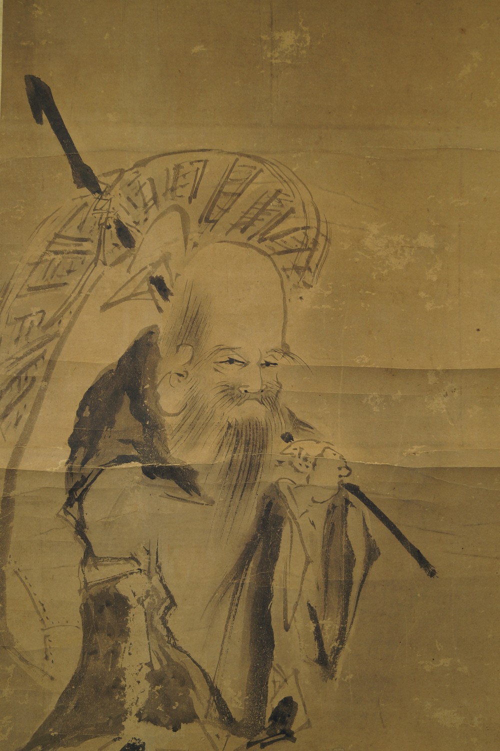 Jurojin hanging scroll Jurojin motif close-up 1