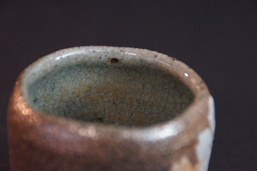 Close-Up of the Blue-Green Crackled Glaze Interior