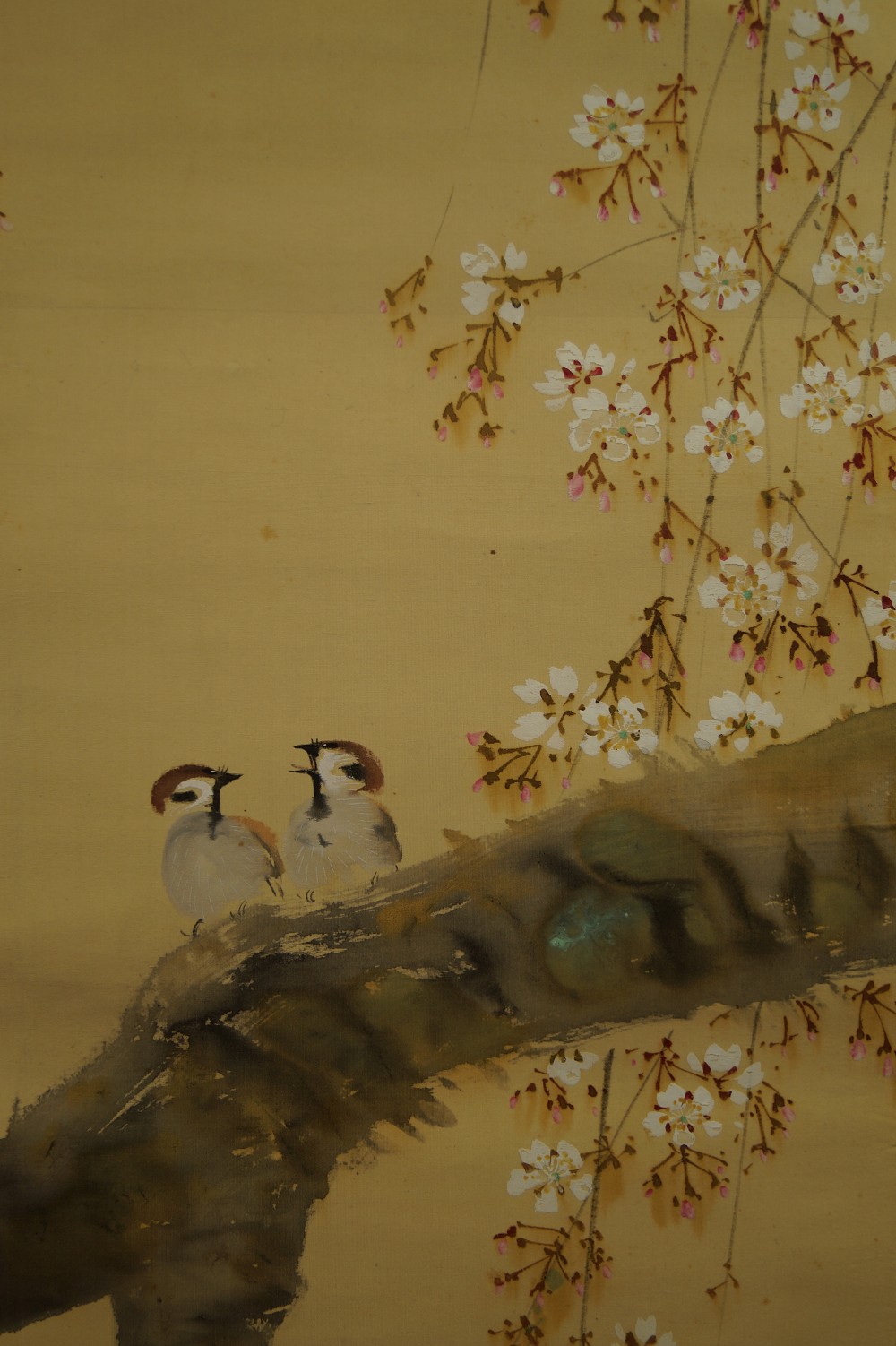 Two Sparrows on a Sakura Branch Sparrow Motif Close-Up 1