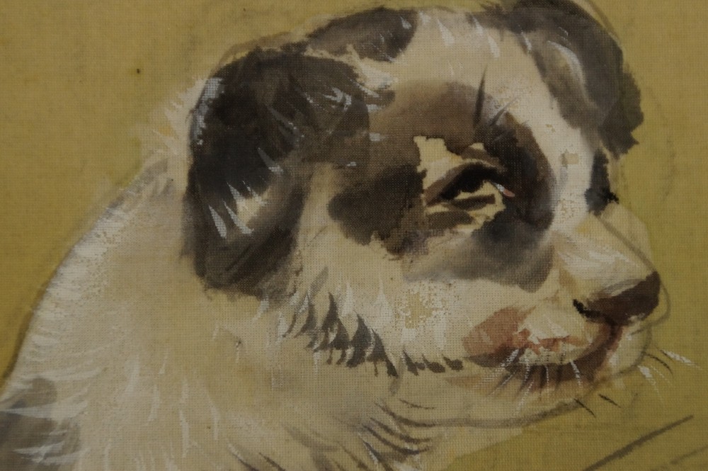 Three Puppies in the Grass by Ryuseki Brushwork Close-Up 1
