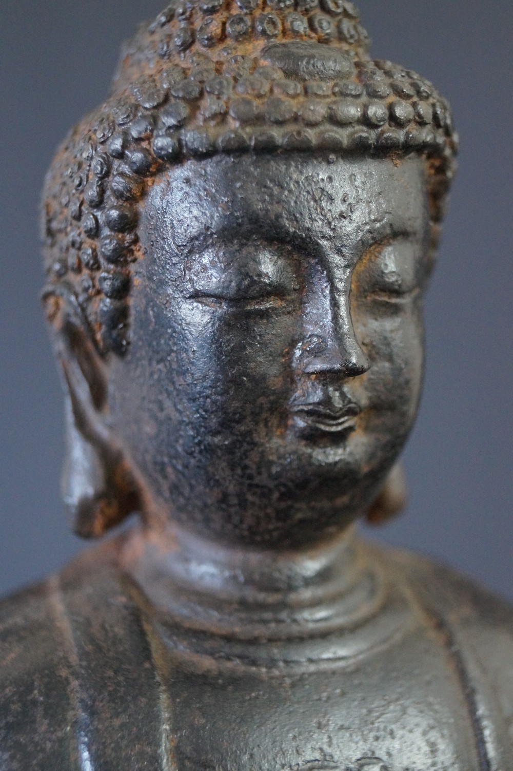 Japanese Buddha Figure of Iron Motif Close-Up 1