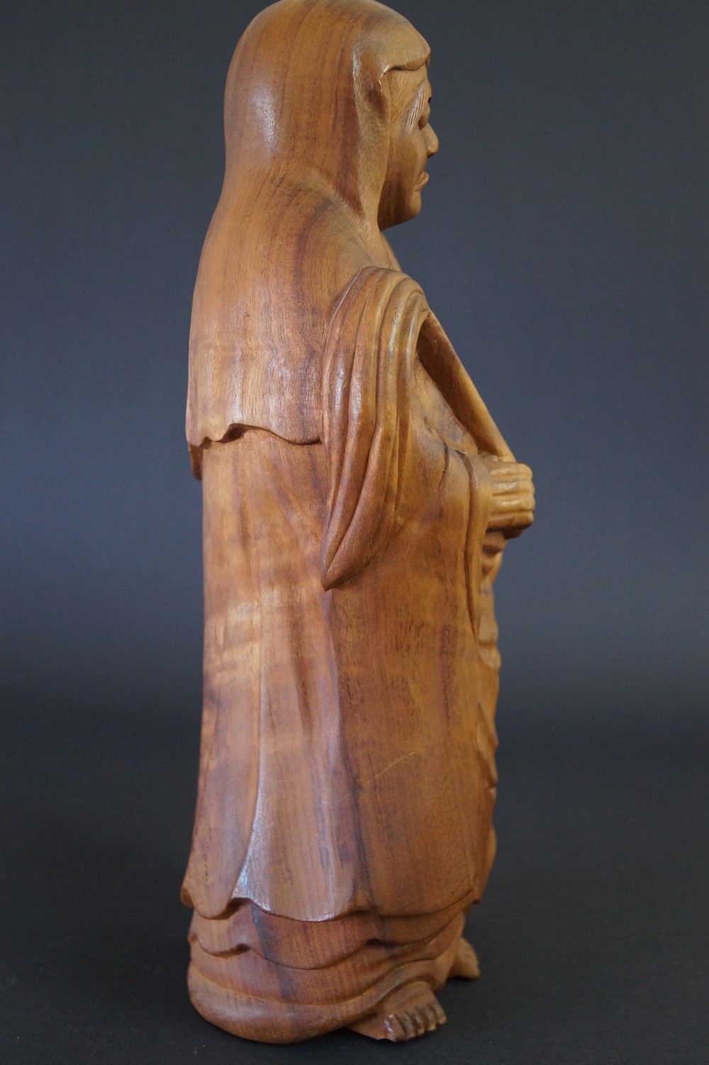 Bodhidharma Wooden Figure Side View 2