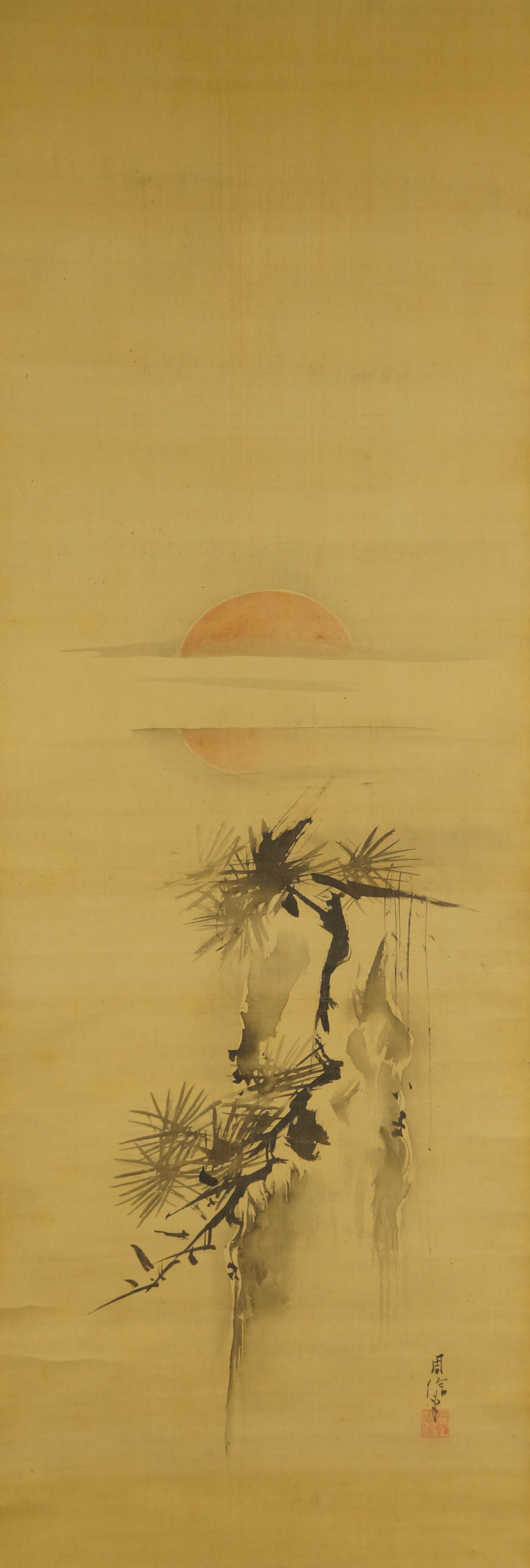 Pine in the rising sun by Kano Shunobu full motif without framing