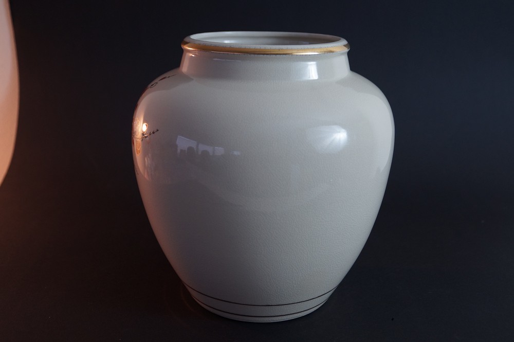 Handgetöpferte japanische Vase aus Kutani-Porzellan von Eizan