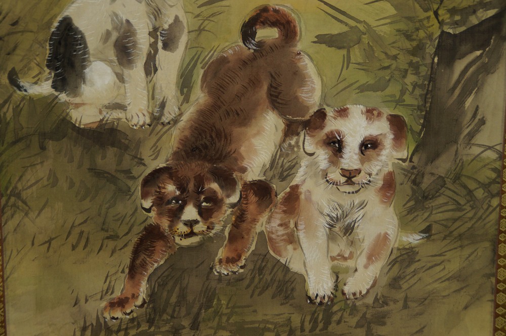 Three Puppies in the Grass by Ryuseki Motif Close-Up 2
