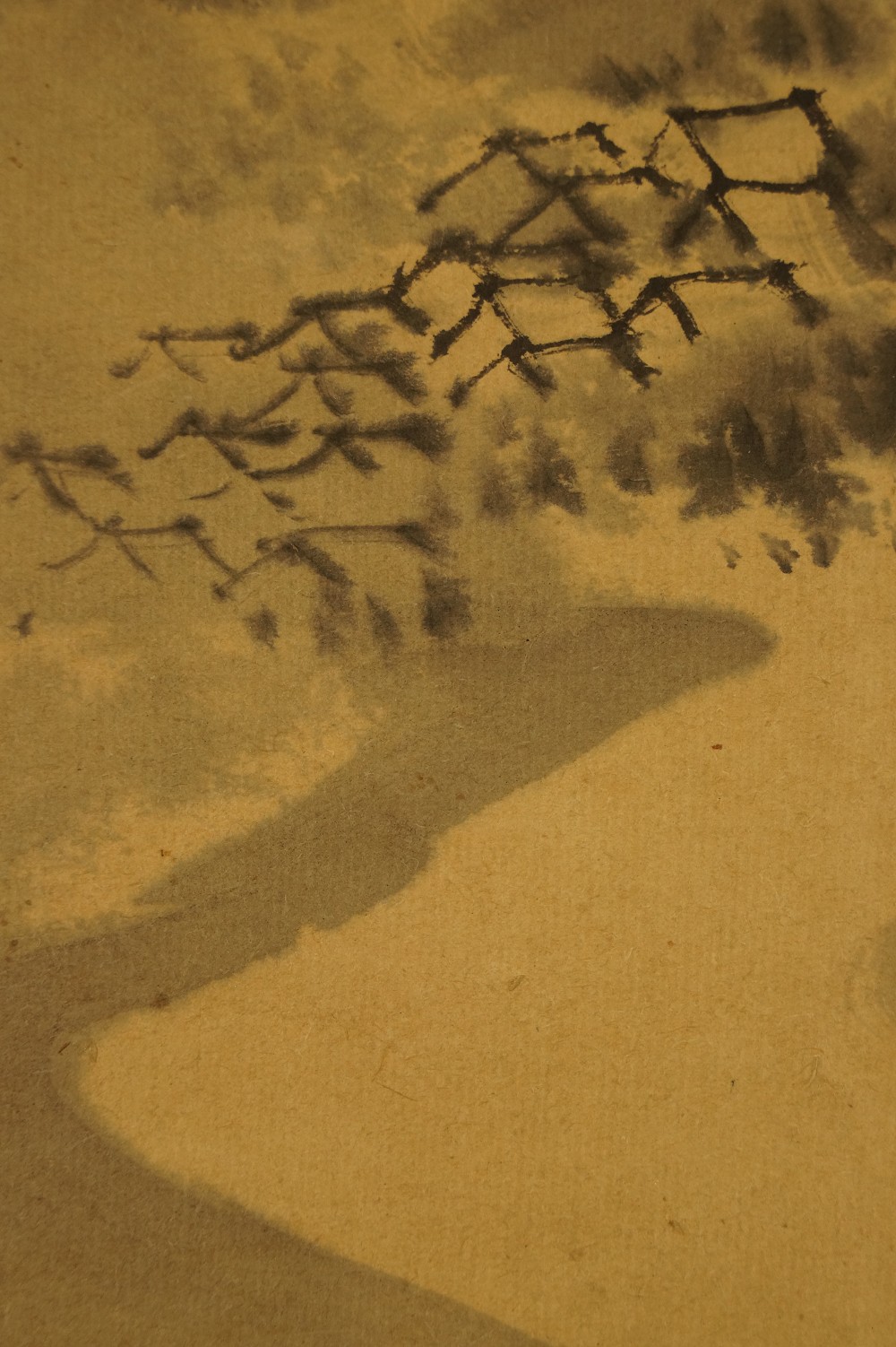 Mountain landscape by the river brushwork close-up