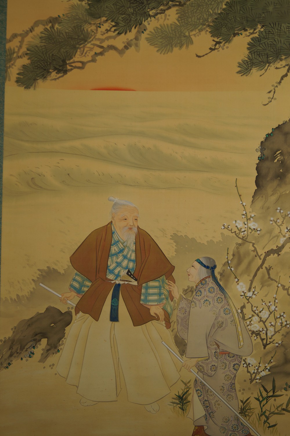 Hanging Scroll Takasago Legend Jo and Uba Motif Close-Up