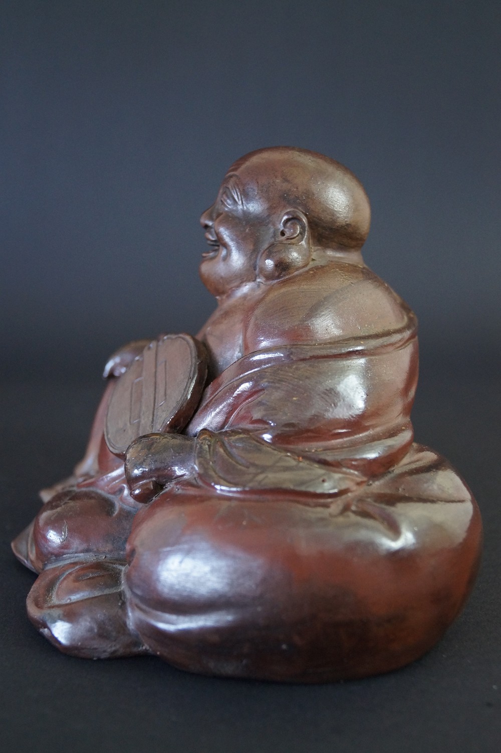 Hotei Figure Made of Bizen Ware Side View 2