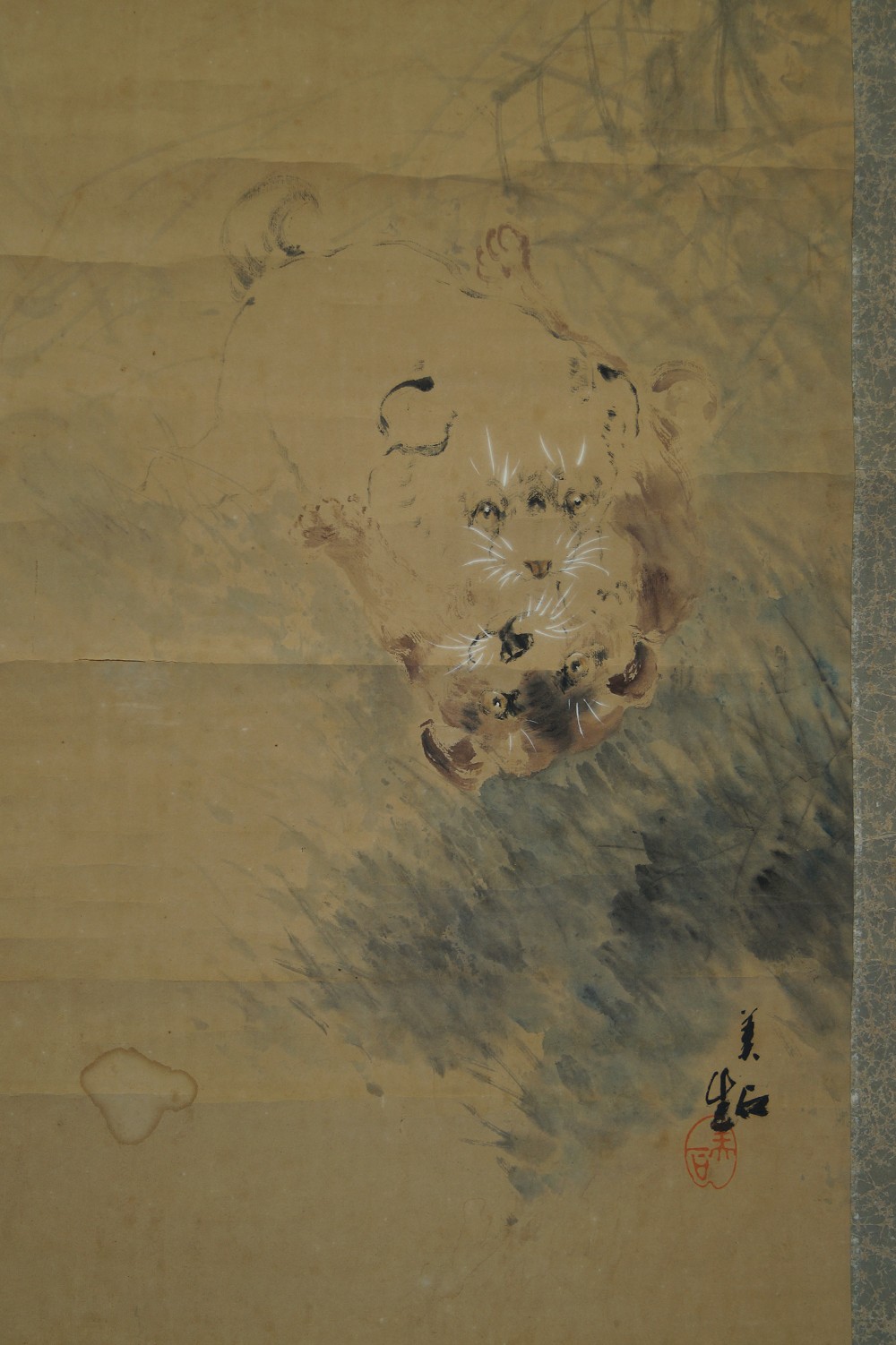 Puppies in the Grass Hanging Scroll Puppies Motif Close-Up