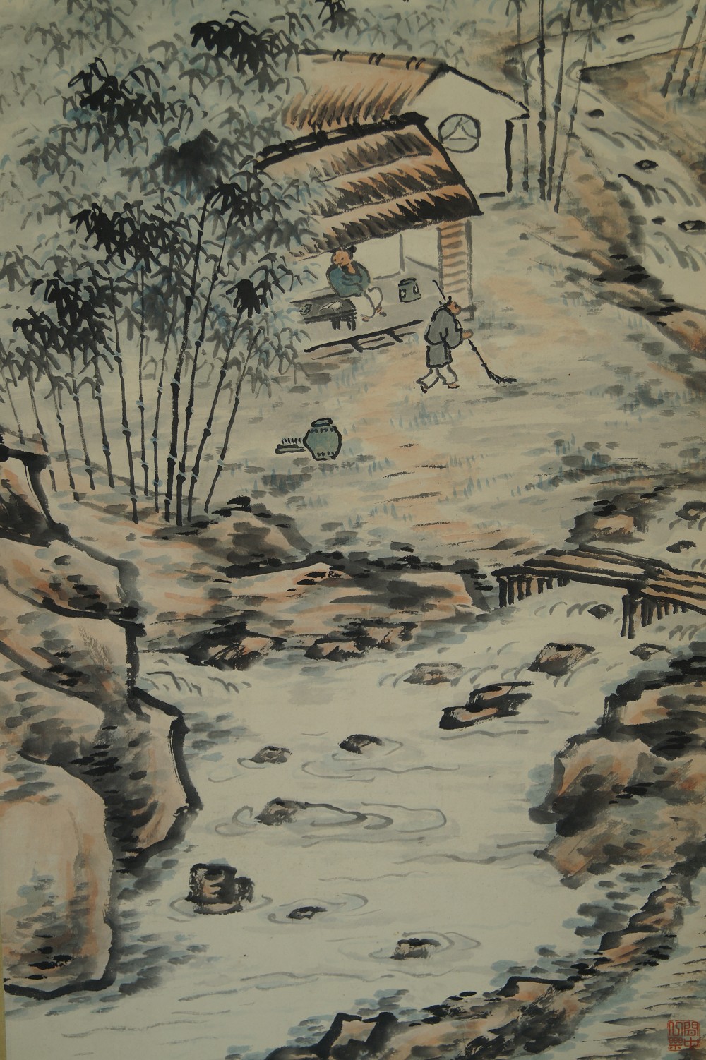 Landschaft Rollbild Figuren Motiv Nahaufnahme
