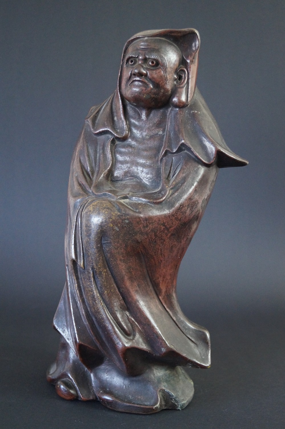 Bodhidharma Daruma Figure Made of Bizen Ware Front View