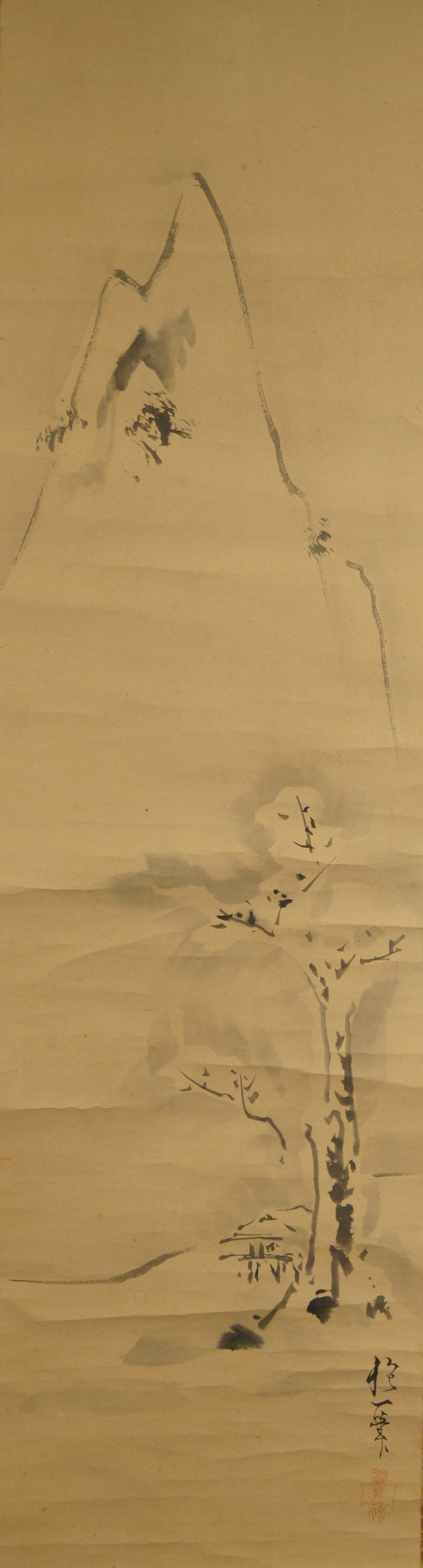 Kakemono winter landscape with birds by the river full motif without mounting