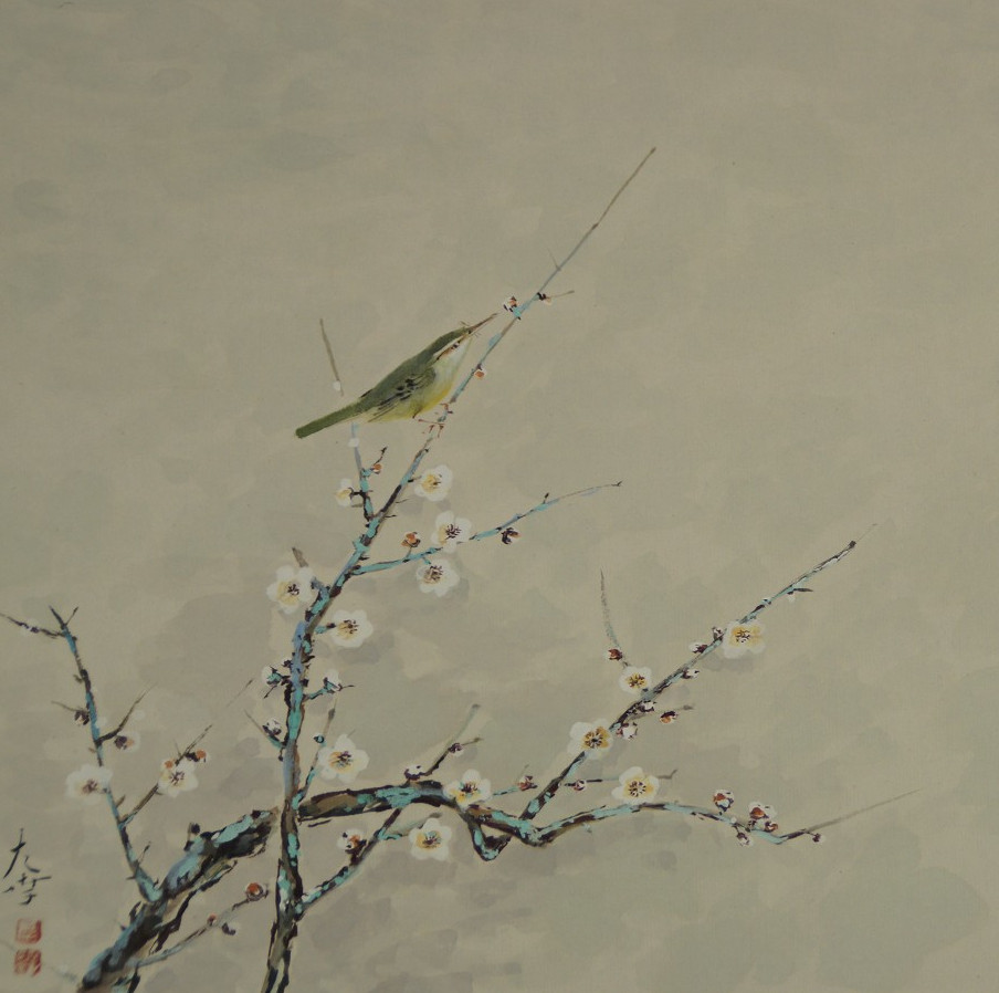 Nightingale on a Plum Branch by Sako Motif Close-up Preview