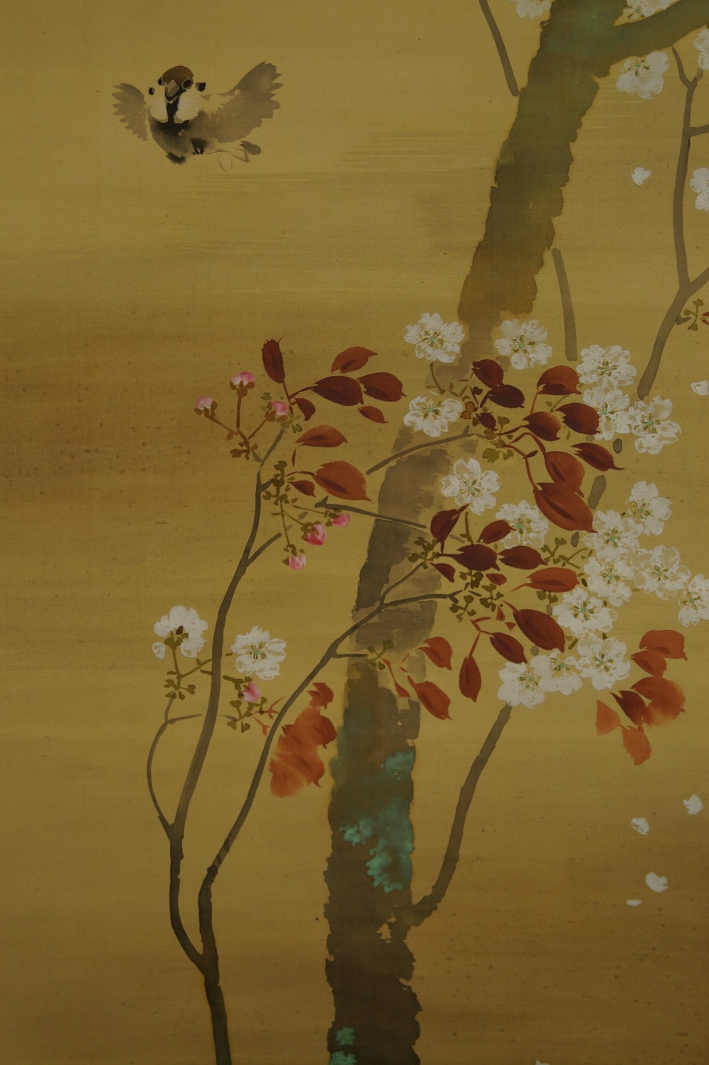 Japanese Hanging Scroll Sparrow and Sakura Sparrow Motif Close-Up 2