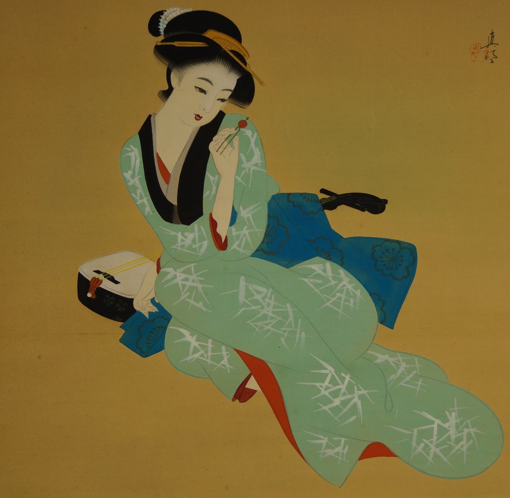 Beauty Hanging Scroll Full Motif Without Mounting