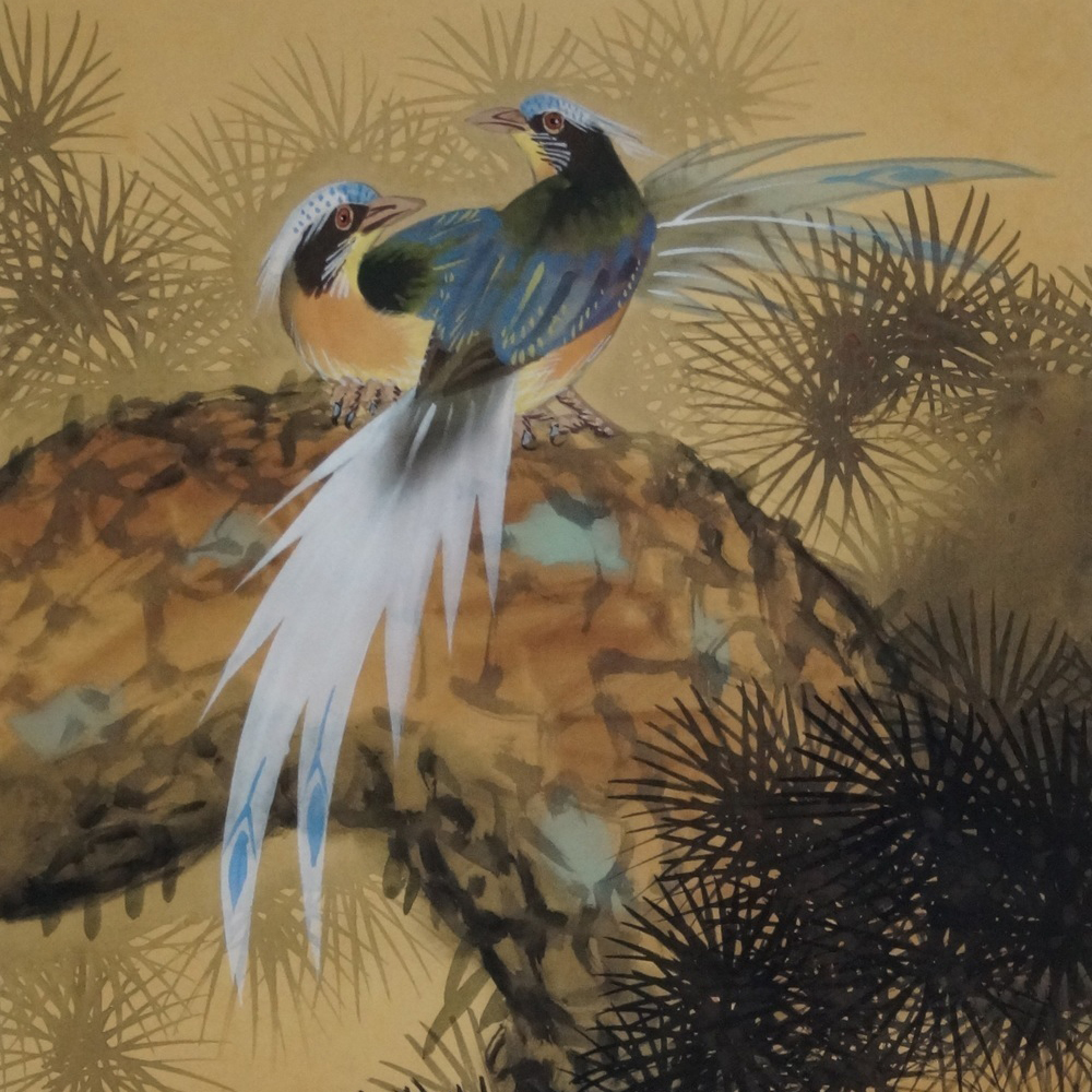 Der Vogel und die Pfingstrose - Japanisches Rollgemälde (Kakejiku)