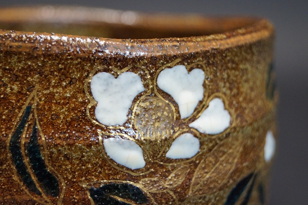 Chawan Kutani porcelain Hakusen Kutani motif close-up 1