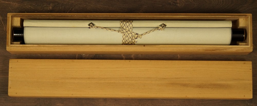 Kakemono Kalligrafie in Aufbewahrungsbox