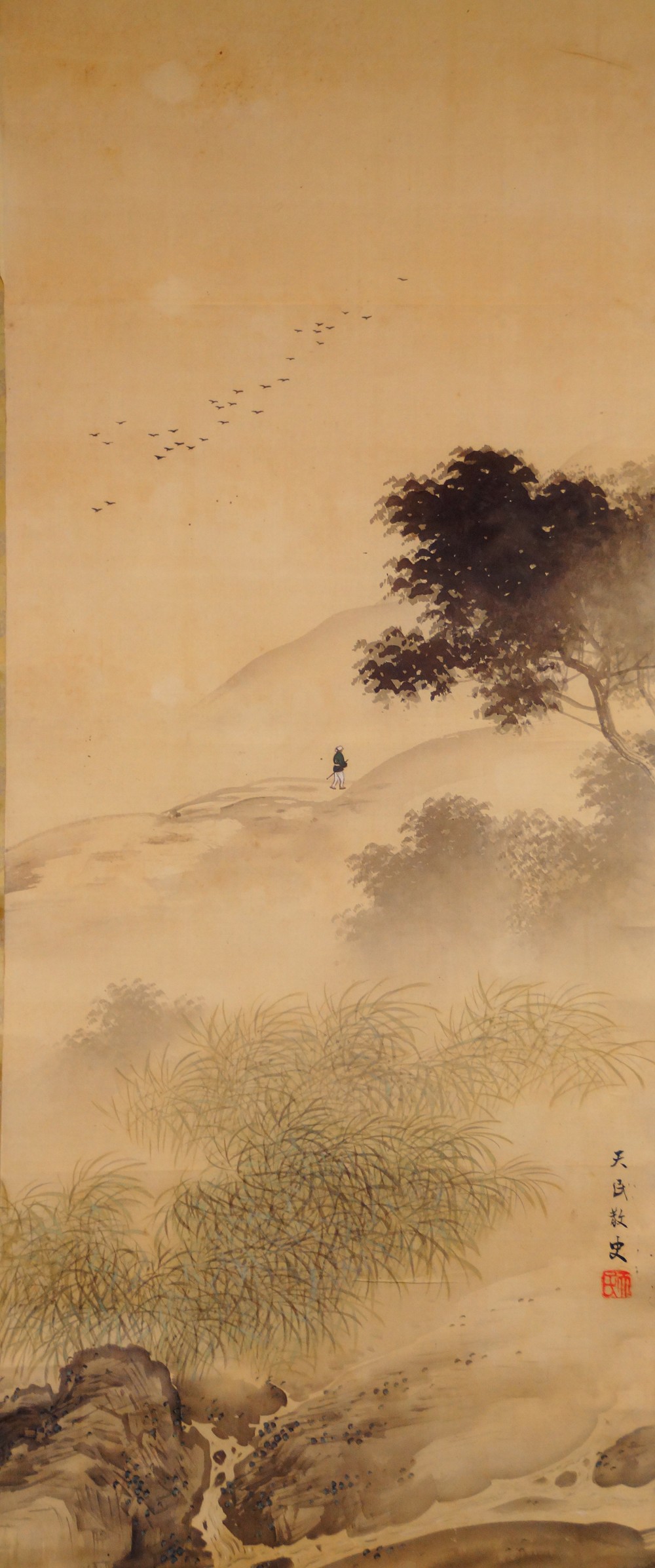 Fernweh im Nebeltal Kakemono von Shimizu Tenmin Gesamtmotiv ohne Rahmung