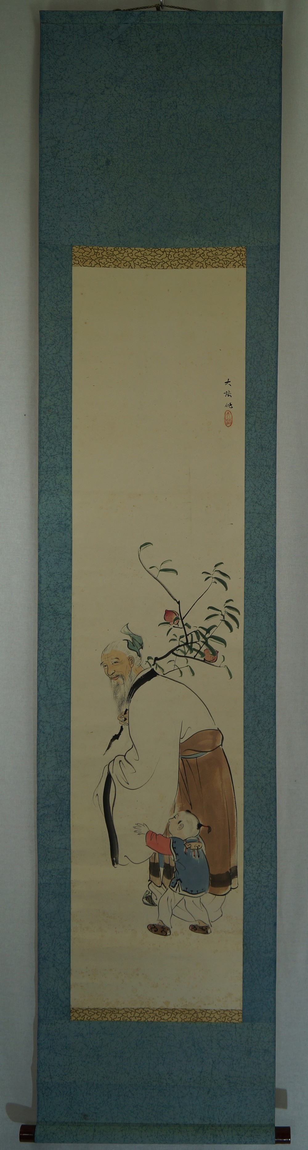 Grandfather and Grandson Hanging Scroll Full View